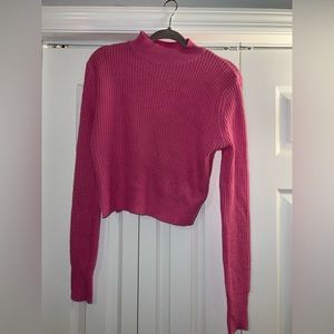 Cropped pink mock neck sweater!